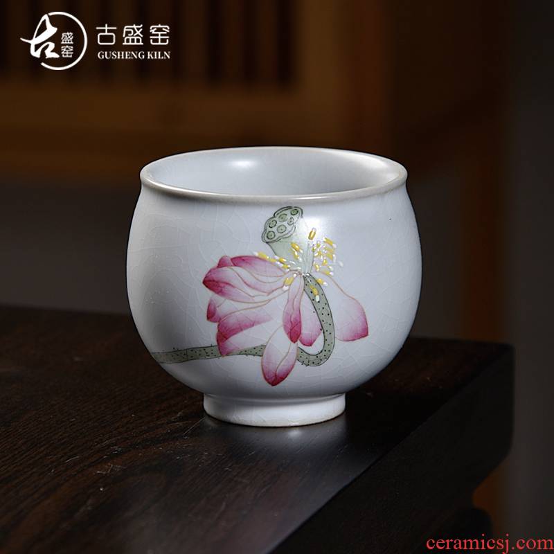 The ancient sheng up jingdezhen hand - made ceramic sample tea cup pure manual small single cup tea set your up master kung fu tea cup
