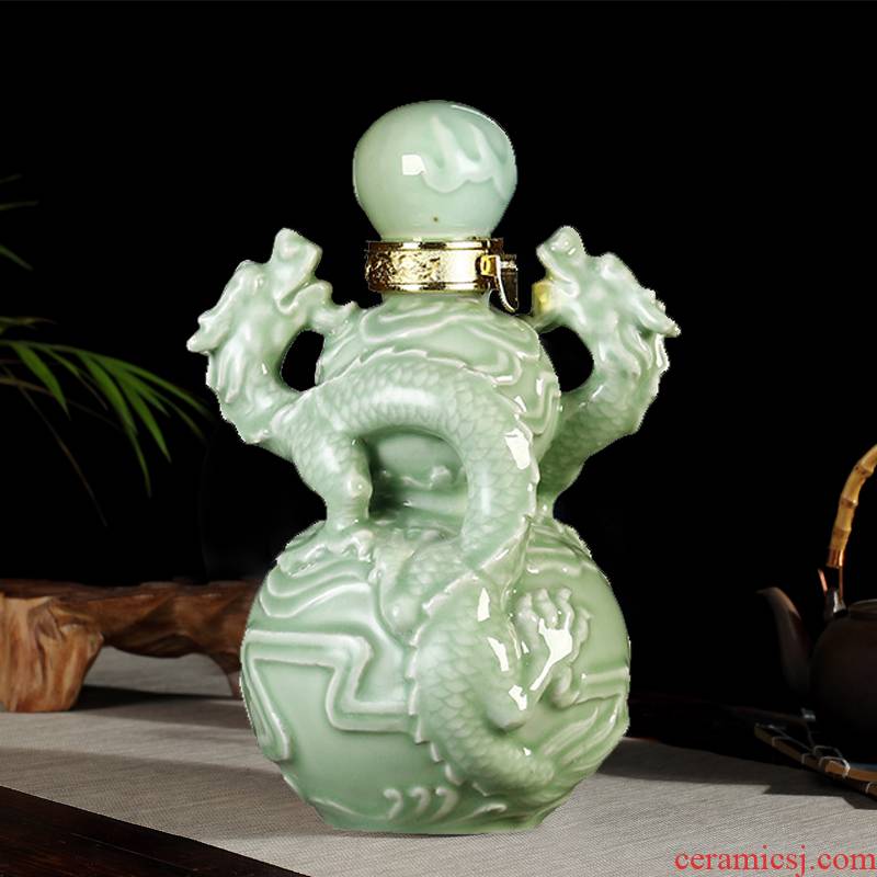 Jingdezhen ceramic bottle 1/3/5 antique green glaze sealing/10 jins to household liquor jugs empty bottle storage jars