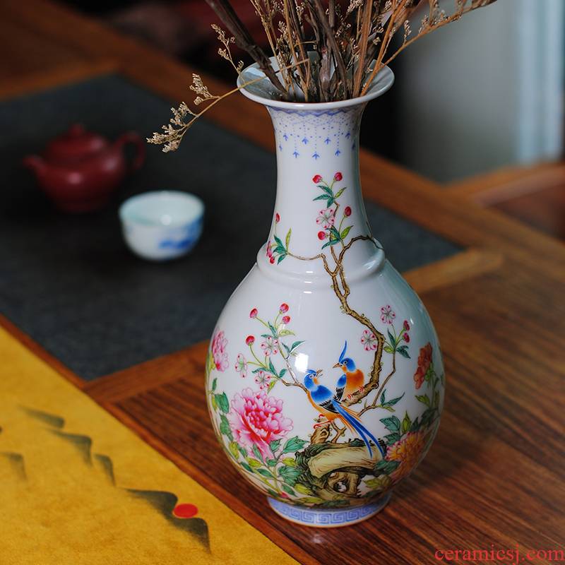 【 9.11 】 jingdezhen pure manual hand - made figure okho spring vase wealth and longevity