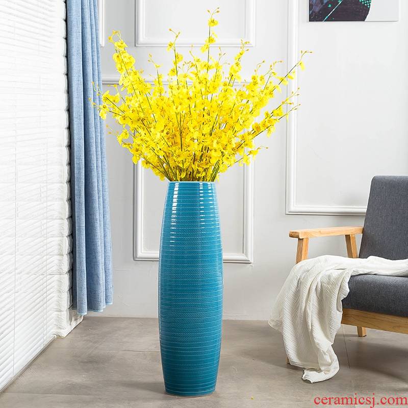 Jingdezhen ceramic floor big vase high sitting room European - style decorative dried flowers flower arrangement I and contracted household furnishing articles