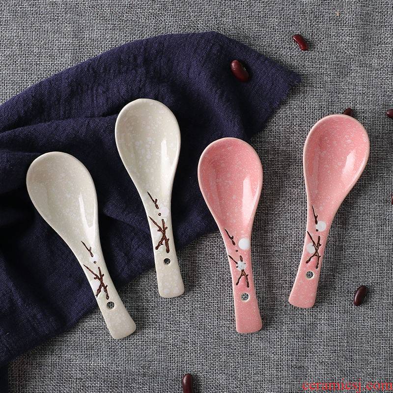 The Japanese kitchen snowflake ceramic spoon hotel household utensils food run suit bag in The mail