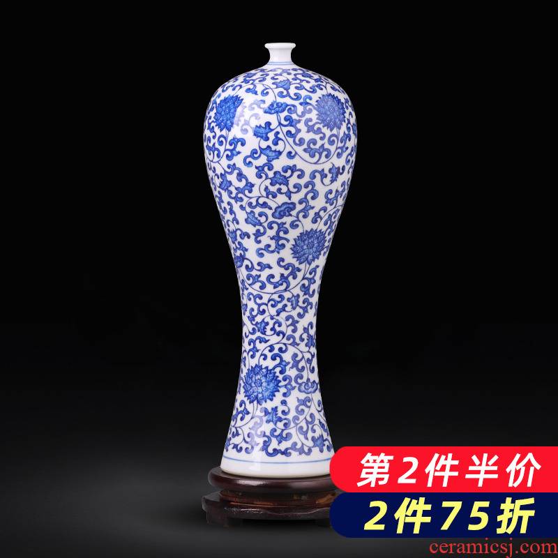 Jingdezhen porcelain ceramic small expressions using plugged into the blue and white porcelain vase of new Chinese style household furnishing articles rich ancient frame sitting room adornment