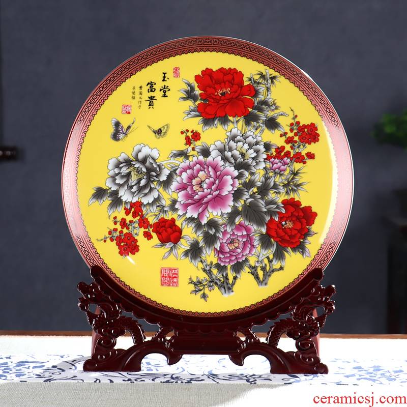 The New product by disc hanging dish decorative plate rich ancient frame of jingdezhen ceramics wine furnishing articles sitting room handicraft ornament