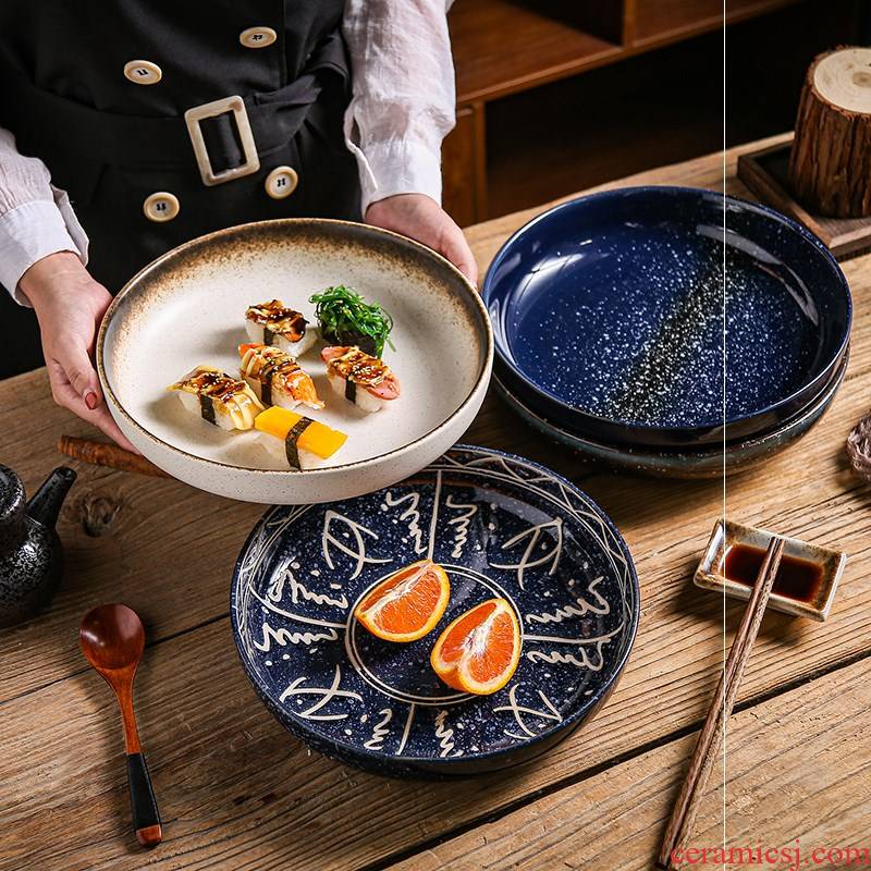 Deep dish to deepen who Japanese household food dish ceramic Deep expressions using large soup plate creative circular FanPan restaurant