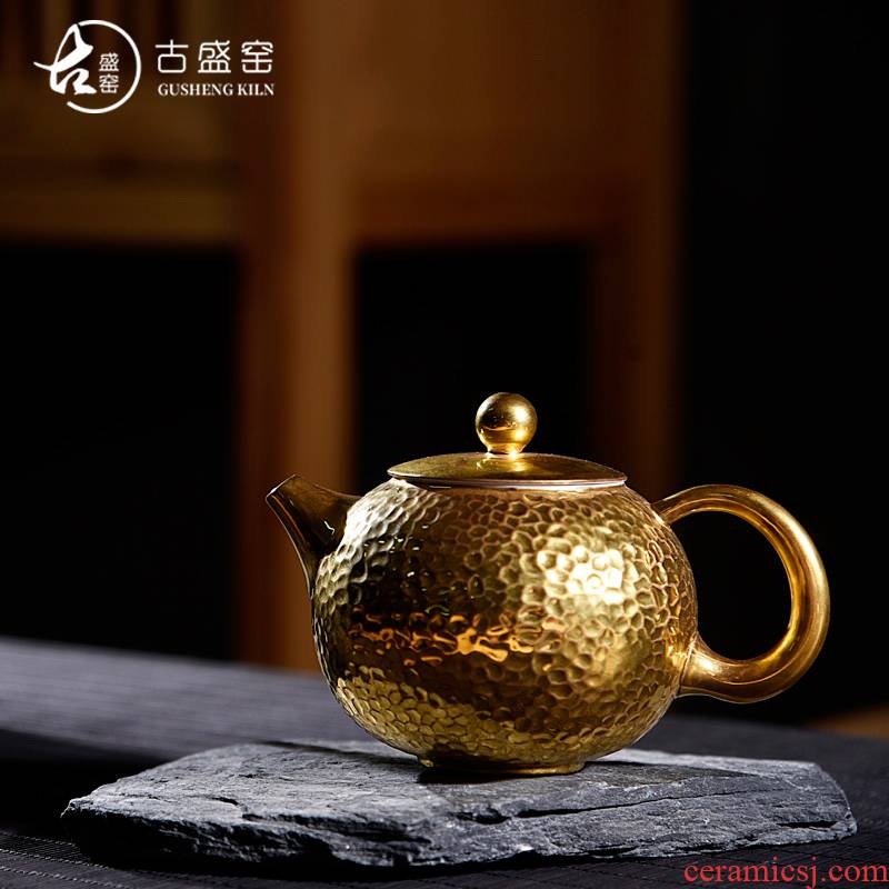 The new Japanese ancient sheng up 24 k coppering. As hammer xi shi pot of pure manual single pot of tea, porcelain up kung fu