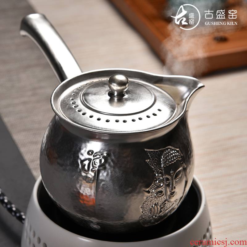 Ancient sheng up new sterling silver beadle zen Buddhism ceramic boiling pot teapot heat - resistant TaoLu tasted silver gilding craft pot of electricity