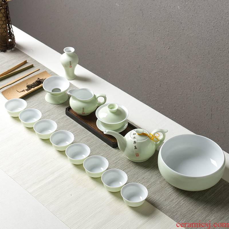 Tea set kung fu Tea cups of household contracted jingdezhen ceramic teapot Tea sea fair keller. A complete set of office