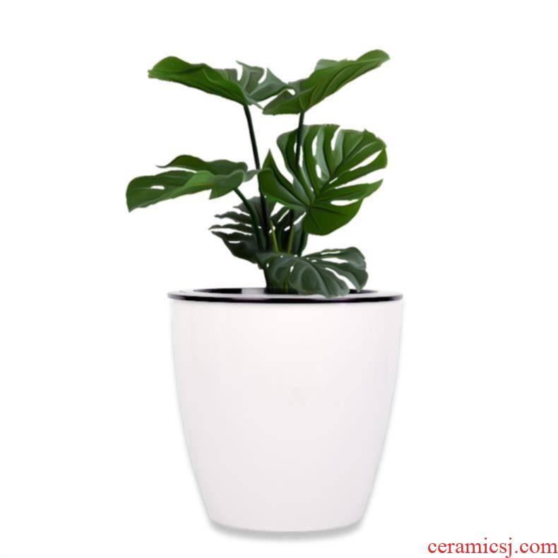Flower implement other plastic Flower POTS with water basin oversized white imitation ceramic from absorbing water flowerpot money plant Flower pot