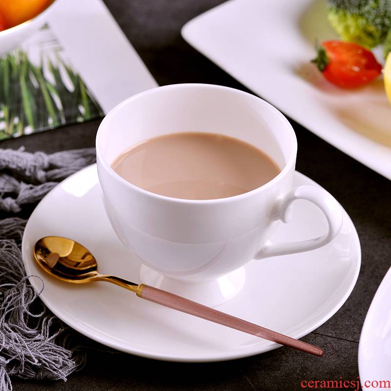 Jingdezhen European pure white ipads China porcelain cup afternoon tea sets creative milk tall coffee cups and saucers