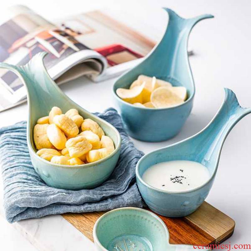 Nordic ins wind whale lovely roast small bowl of household ceramic bowl bowl bowl creativity tableware bowls