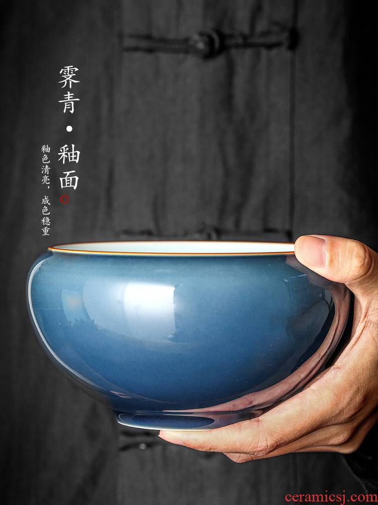 Jingdezhen washed a large water jar of pure manual ji green home tea machine fittings glaze tea tea bucket of writing brush washer tea set