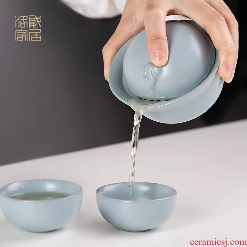Touch the floor clearance your up 】 a pot of 2 cup crack cup portable travel tea set ceramic kung fu tea cups