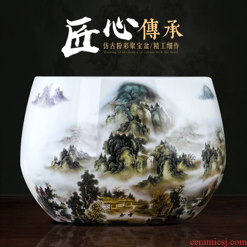 Cornucopia of jingdezhen ceramics flowerpots and calligraphy cylinder sitting room porch TV ark adornment of Chinese style household furnishing articles