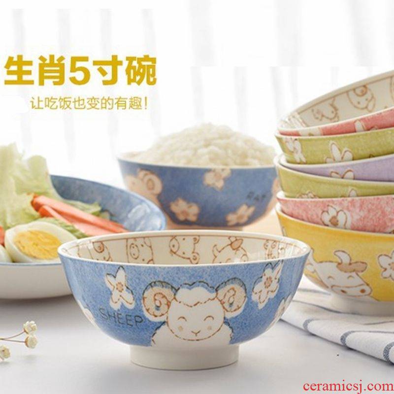 Express cartoon scene for jingdezhen 12 zodiac bowl home eat rice bowl ceramic bowl individual school