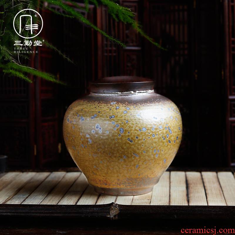 Three frequently hall large tea caddy fixings large storage warehouse of jingdezhen ceramics POTS texture sealed as cans S51044 by hand