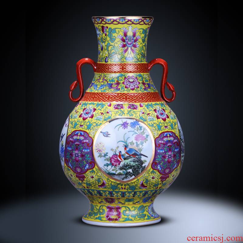 Jingdezhen porcelain ceramic antique ears vase flower arrangement sitting room place, a new Chinese style household adornment TV ark