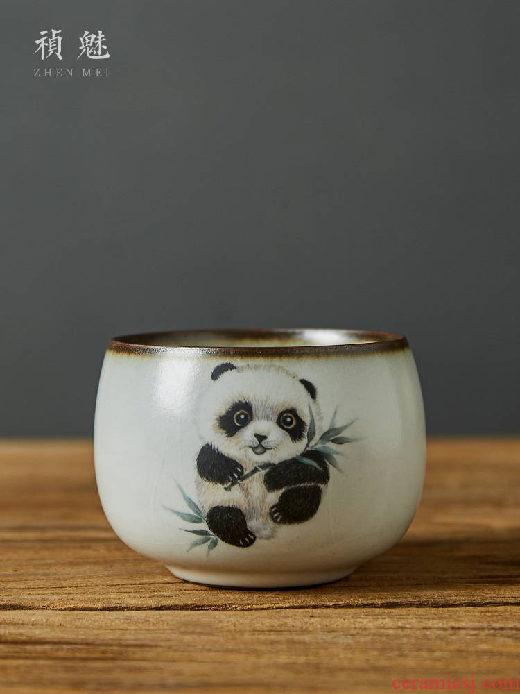 Shot incarnate your up hand - made panda master kung fu tea set sample tea cup cup of jingdezhen ceramics individual pieces of a single CPU