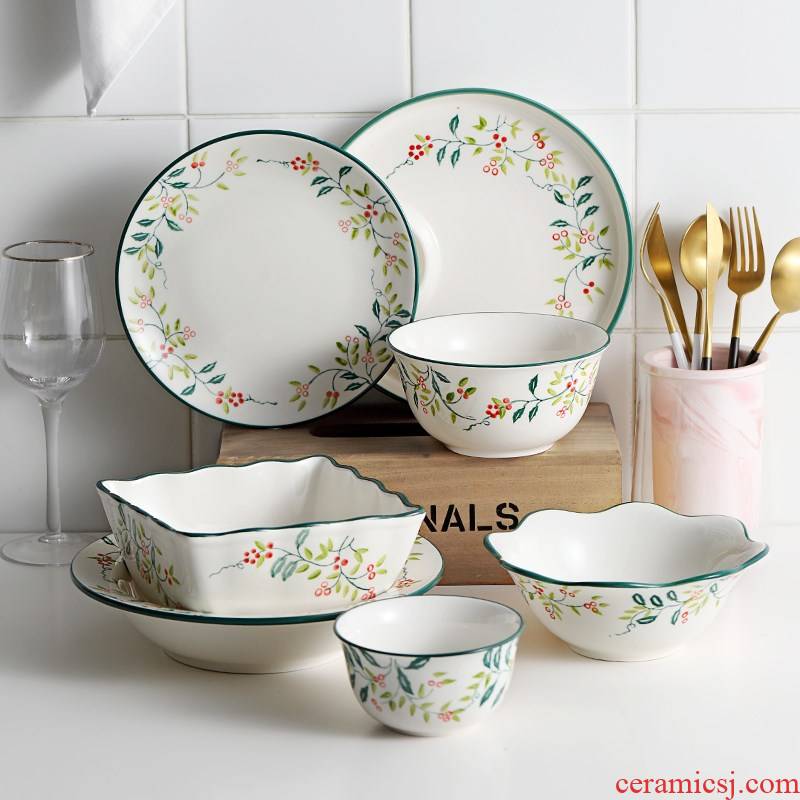 Dishes suit household ins dish exquisite Dishes Japanese good combination wind small lovely tableware ceramic bowl