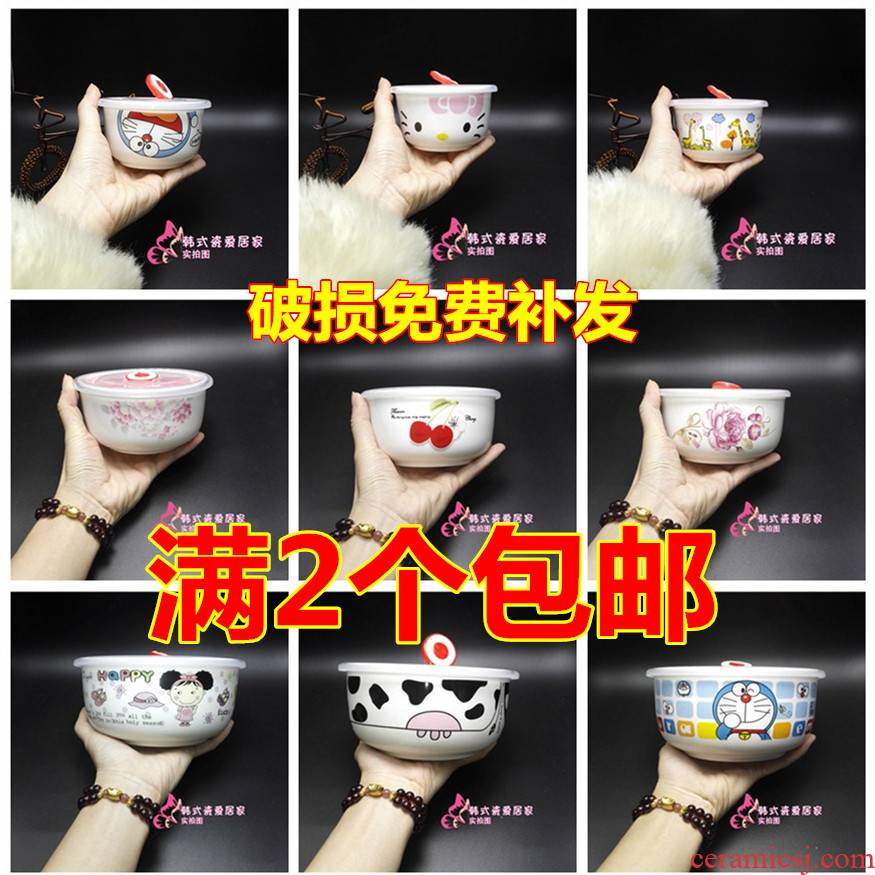 Bowl of fresh big ipads porcelain ceramic lunch box lid microwave noodles small single sealing Bowl with cover with to hold