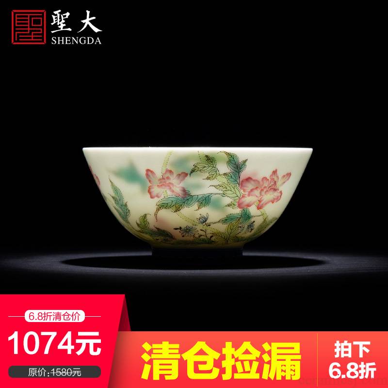 St the teacups hand - made flowers famille rose corn poppy ceramic kung fu master cup sample tea cup manual of jingdezhen tea service