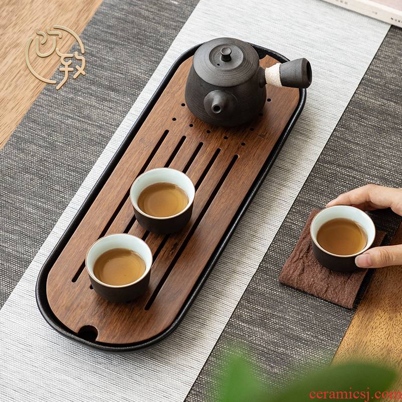 Ultimately responds to tea tray of black ceramic water type dry terms plate household kung fu tea set contracted small tea table sea bamboo tea tray