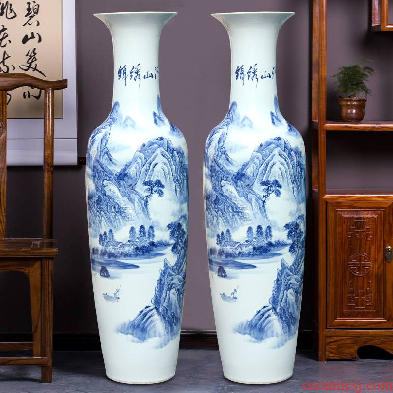 Jingdezhen ceramics hand - made porcelain vase of large Chinese style living room the opened flower arrangement home decoration company