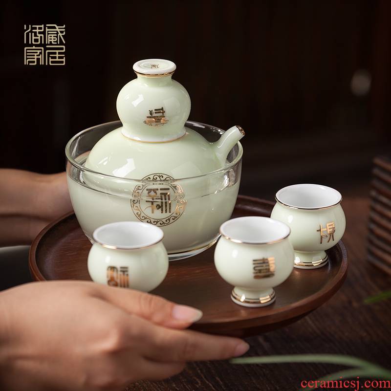 The new 2020 wine suits for Chinese liquor cup small jingdezhen high - grade he its drank hot hip household gifts