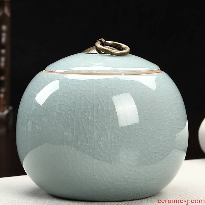 Qiao mu ceramic tea pot seal storage tank small size portable caddy fixings household elder brother up with tea POTS