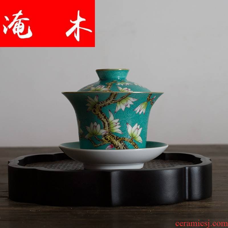 Submerged wood grilled jingdezhen ceramic tea set manually hand - made pastel flowers demand tureen archaize size three bowls