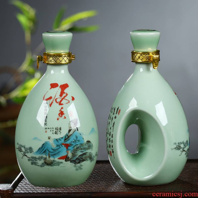 1 kg pack of jingdezhen ceramic bottle home hip hand grasp pot seal wine wine to lock the wine jar