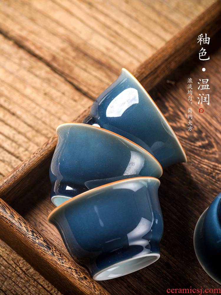 Jingdezhen ji the qing checking high - end single ceramic cup kongfu master cup single cup tea tea set gift box