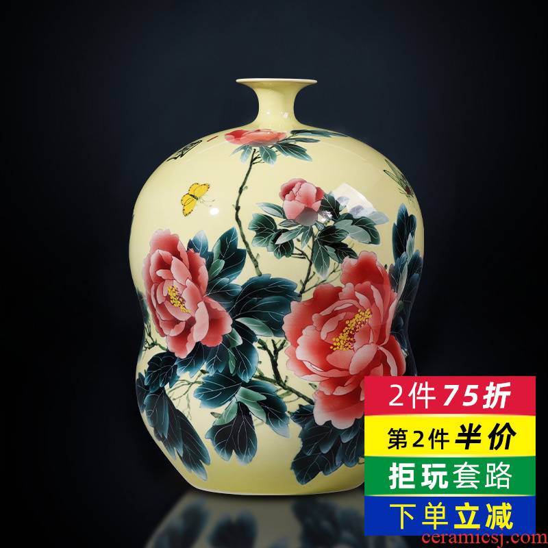 Jingdezhen ceramics masters hand made the vase peony gourd bottle place to live in the living room TV cabinet decoration