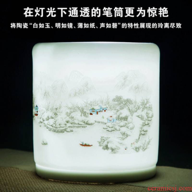 Jingdezhen porcelain brush pot desktop furnishing articles head 'day gift office supplies four treasures of the study study adornment ornament