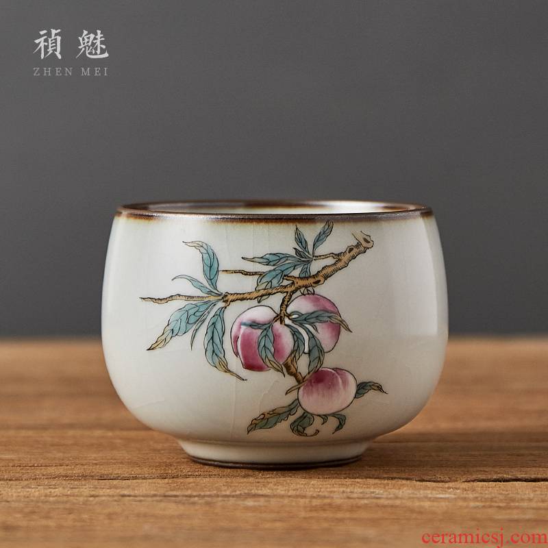 Shot incarnate your up hand - made peach meditation of jingdezhen ceramic kung fu tea set sample tea cup master cup personal single CPU