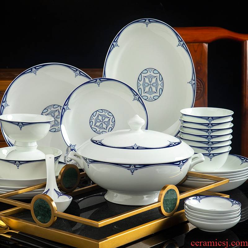 Glair ceramic tableware of Chinese blue and white porcelain bowl chopsticks dishes to eat bread and butter of jingdezhen ceramic dishes suit household