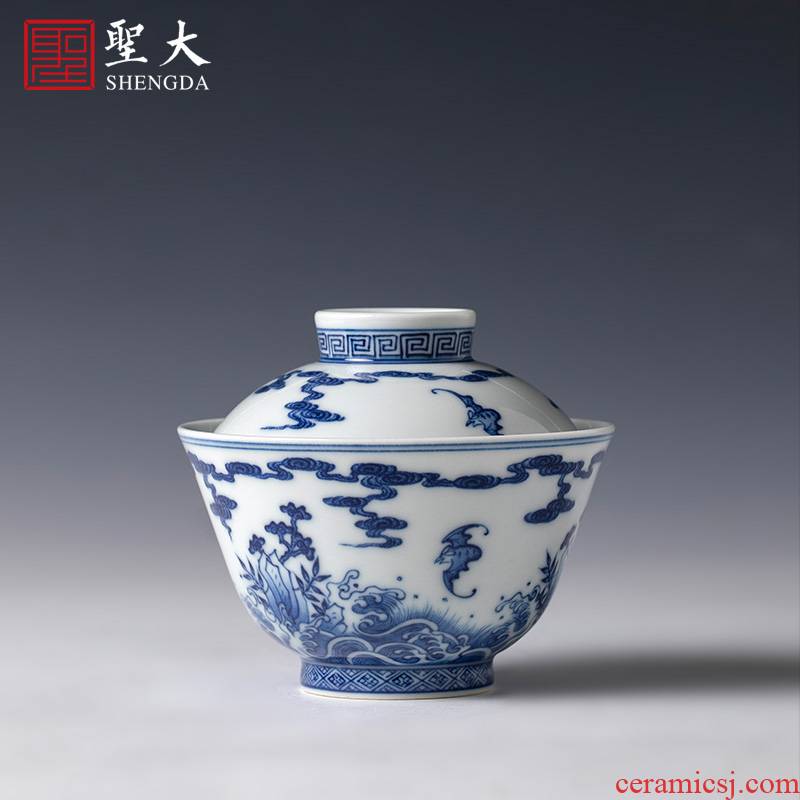 St large ceramic three tureen pure hand - made porcelain fukuyama ShouHai grain tureen tea bowl of jingdezhen tea service by hand
