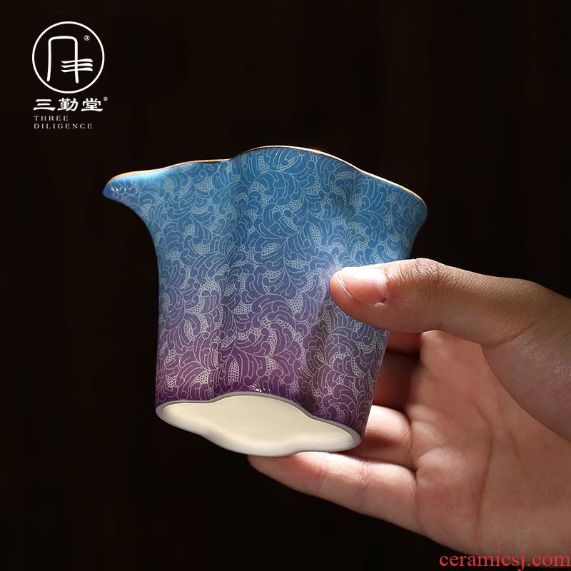 Three frequently hall, pick flowers, jingdezhen ceramic fair keller kung fu tea set points make tea tea is a cup of tea and a cup of sea S32034