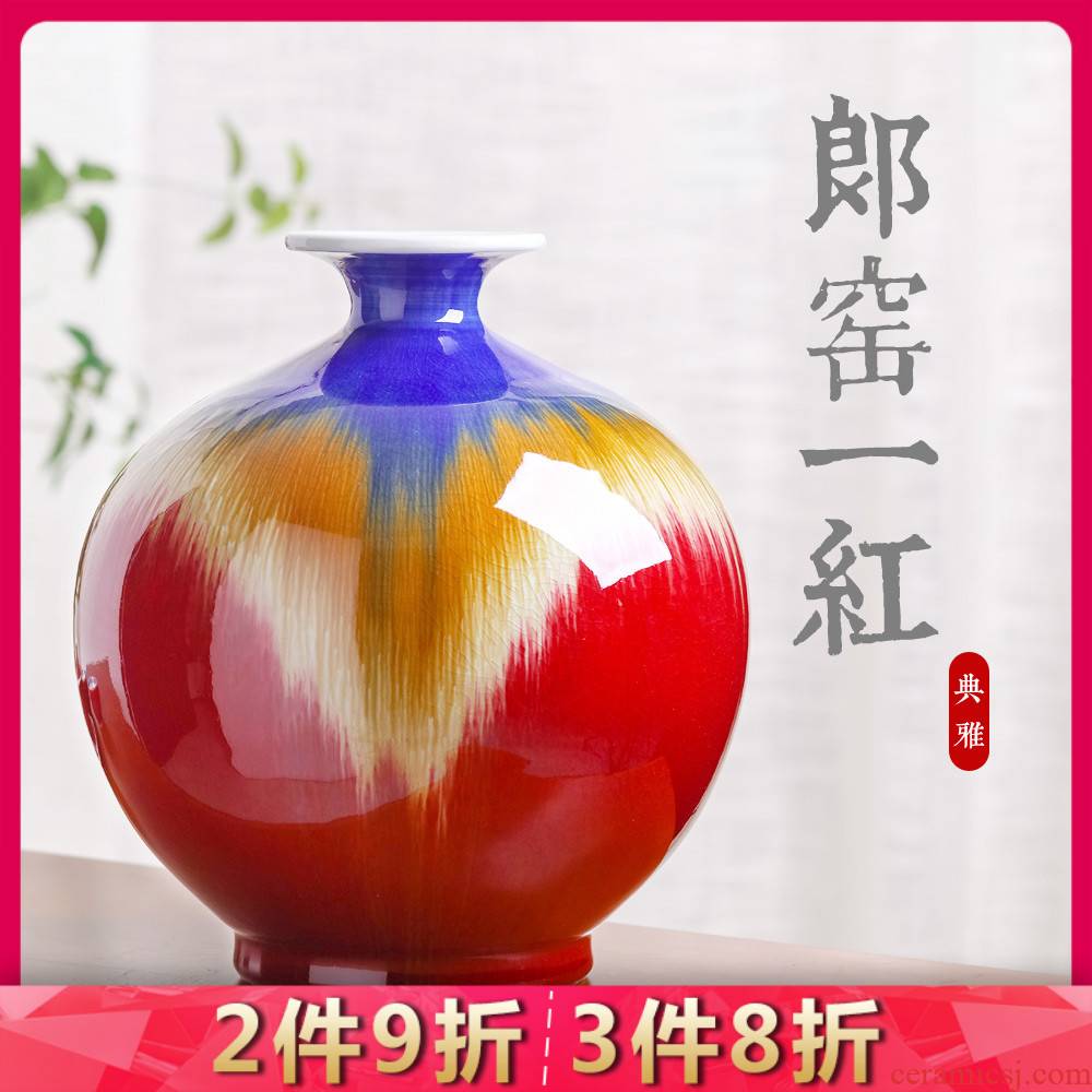 Jingdezhen ceramics ruby red glaze antique vase home sitting room TV ark adornment style rich ancient frame furnishing articles