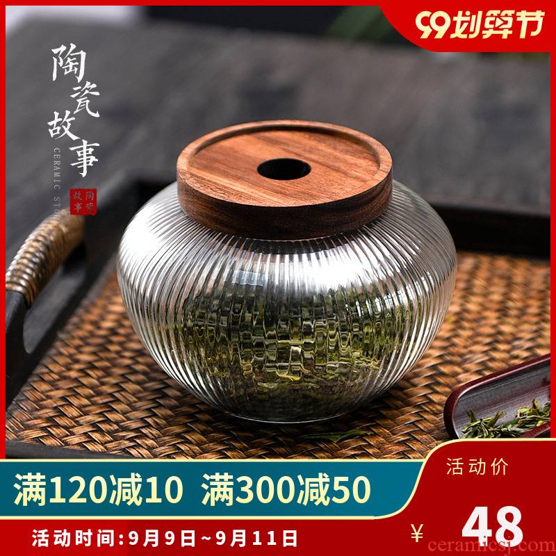 Ceramic story Japanese tea pot pu 'er tea pot metal tea warehouse transparent big seal tank storage receive jar