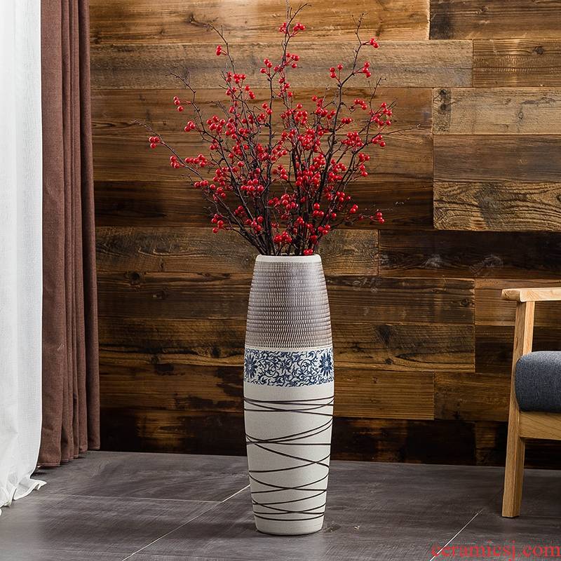Jingdezhen ground vase large - sized ceramic furnishing articles I and contracted household decorates porch retro flower arranging big living room