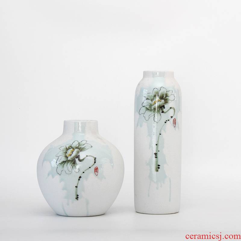 New Chinese style ceramic vase furnishing articles sitting room light flower arranging key-2 luxury Nordic hand - made creative contracted flower decorations
