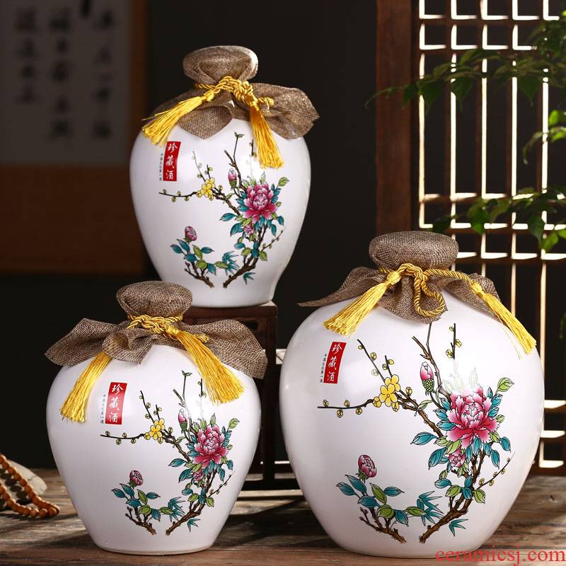 Jingdezhen ceramic bottle is empty bottle 1 catty 2 jins 5 jins 10 jins home jar jar sealed jar of wine furnishing articles