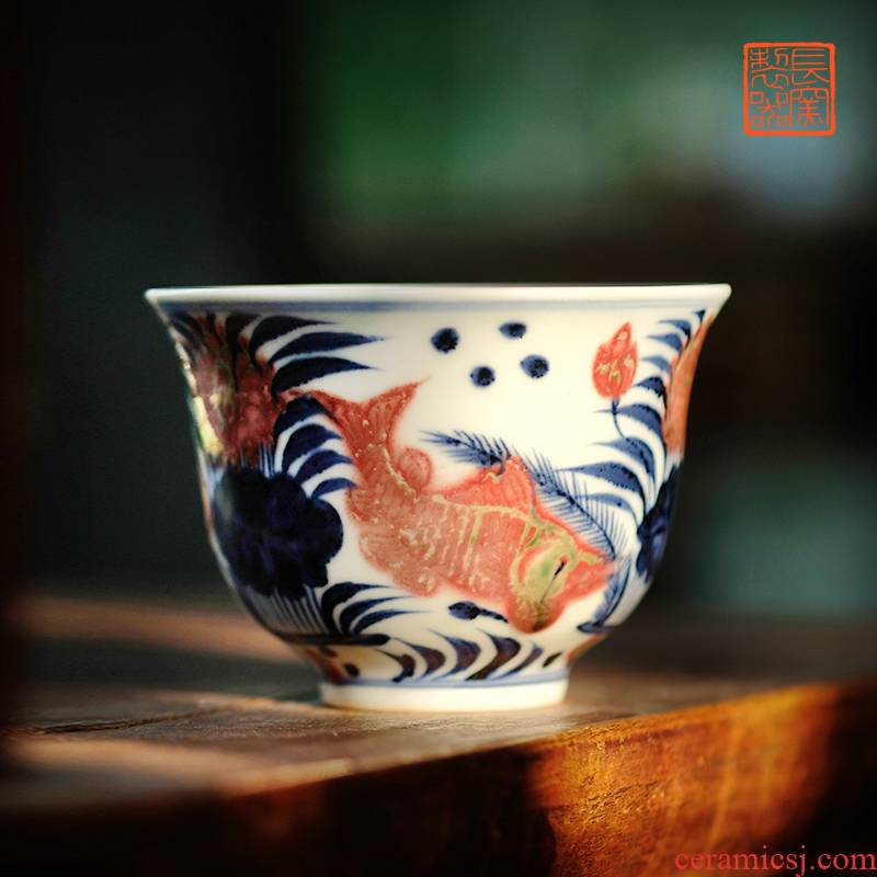 Blue and white youligong offered home - cooked ju long up controller hand - made bell cup 170 ml capacity of jingdezhen ceramic cups
