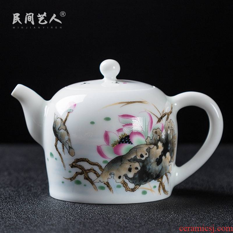 Kung fu tea tea set ceramic teapot single pot teapot jingdezhen high - white porcelain famille rose porcelain teapot