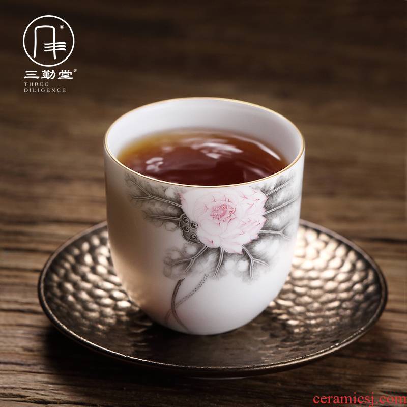 The three frequently ceramic cups sample tea cup color ink master cup single CPU jingdezhen kung fu tea set personal cup fragrance - smelling cup