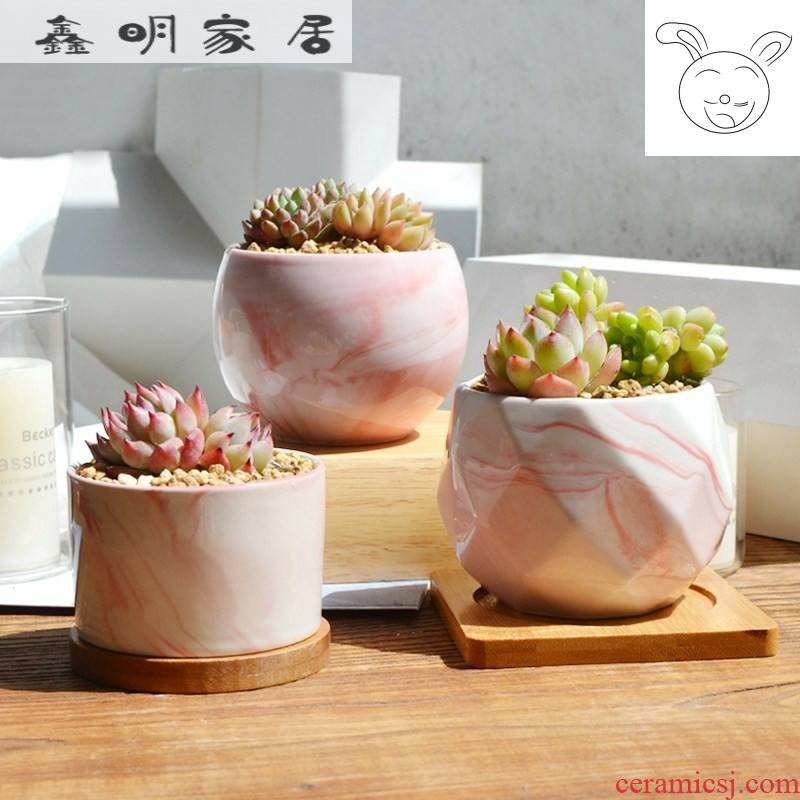Breathable furnishing articles tray marble retro artistic move fleshy flower pot diameter 15 cm10 contracted ceramics