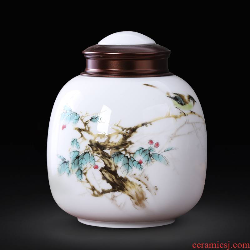 Jingdezhen ceramic small caddy fixings 200 g seal up half a catty of tea pot Chinese style household portable moistureproof