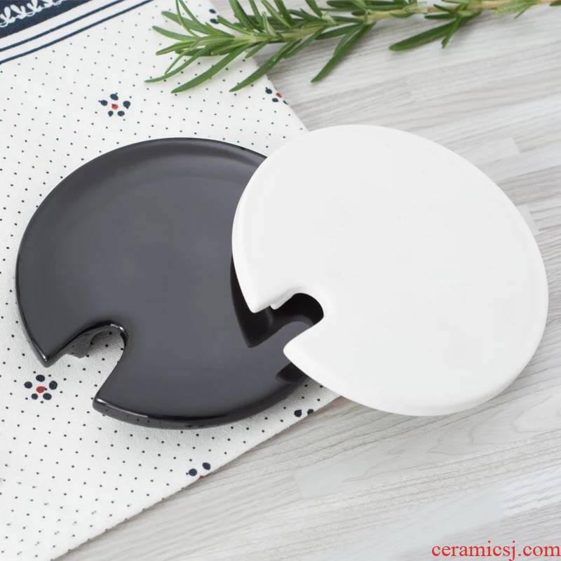 Creative, black and white mark lid ceramic cup lid circular lid cover general coffee cups lid bamboo lid