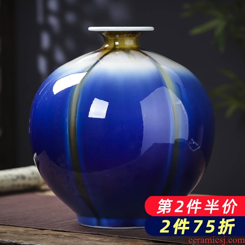 Jingdezhen ceramics vase furnishing articles blue pomegranate wine bottle decoration housing, flower arranging sitting room decoration
