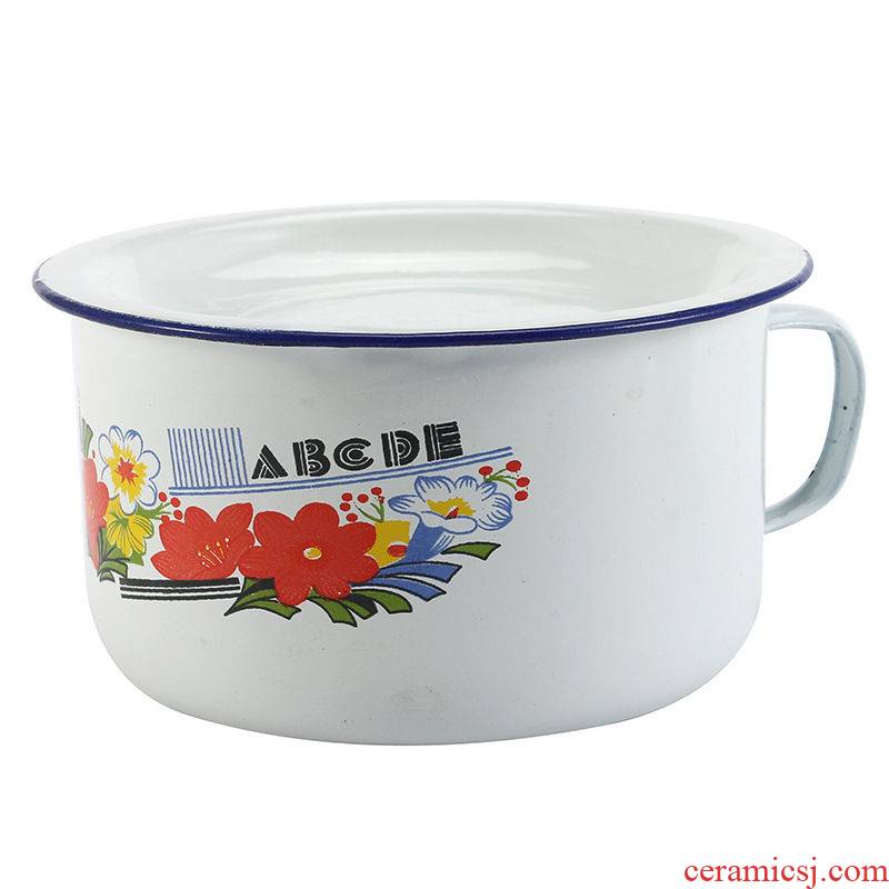 Nostalgic classic old enamel rice rice basin lunch box cylinder enamel mercifully rainbow such as bowl bowl students take with cover 16 cm